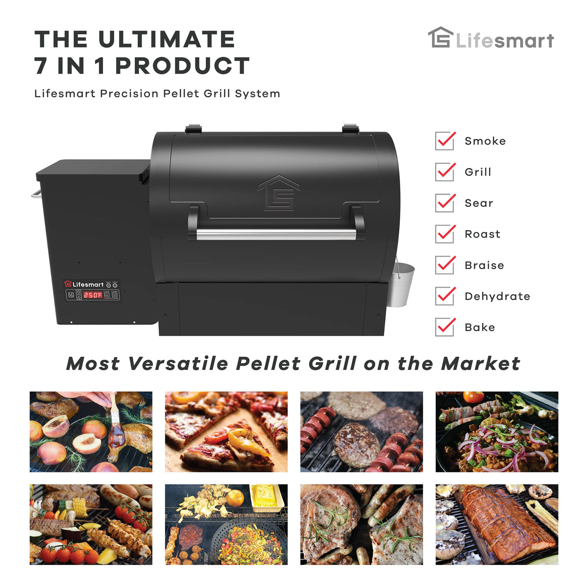 2000 Square Inch Pellet Grill and Smoker with 3 Cooking Racks L231