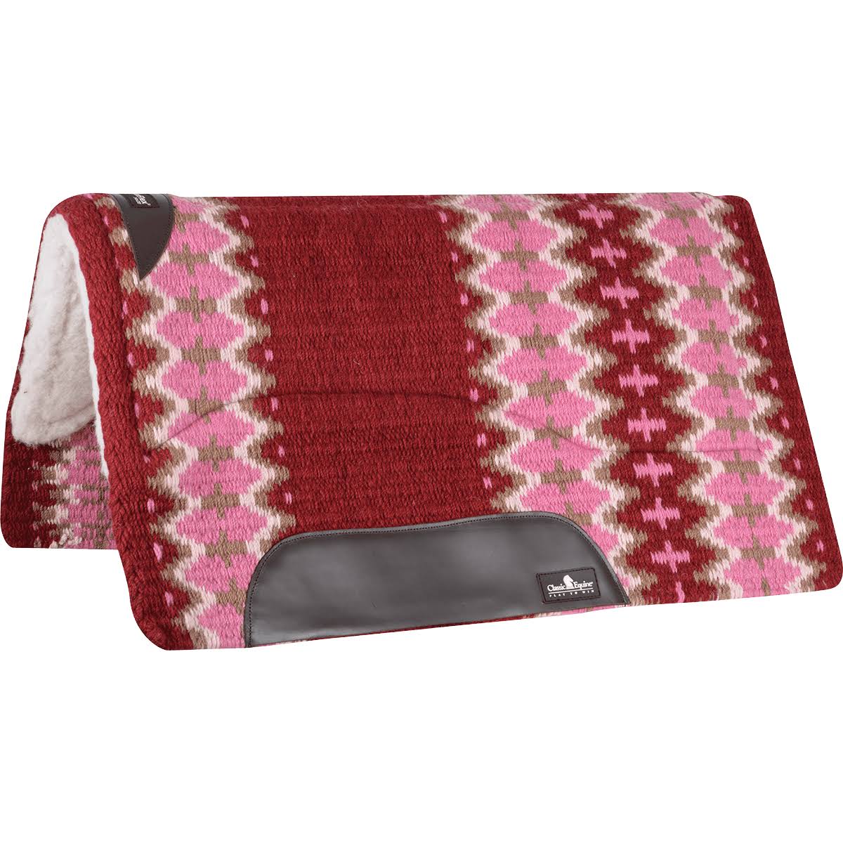 Navy Ivory Wool Top Saddle Pad 32x34 I588