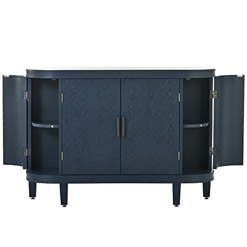 Grey Wooden Buffet Cabinet with Antique Pattern Doors Z4488