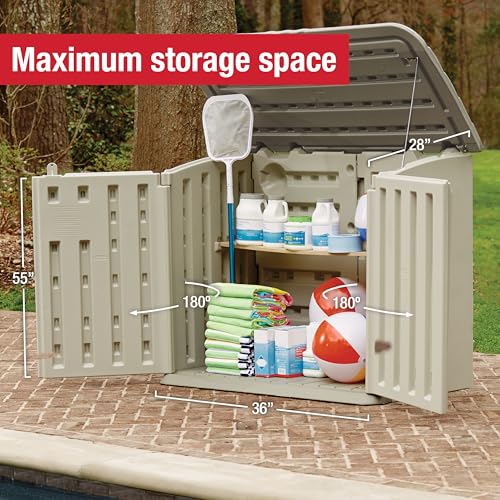 Beige/Brown Resin Outdoor Storage Shed (4.5 x 3 Ft) O237