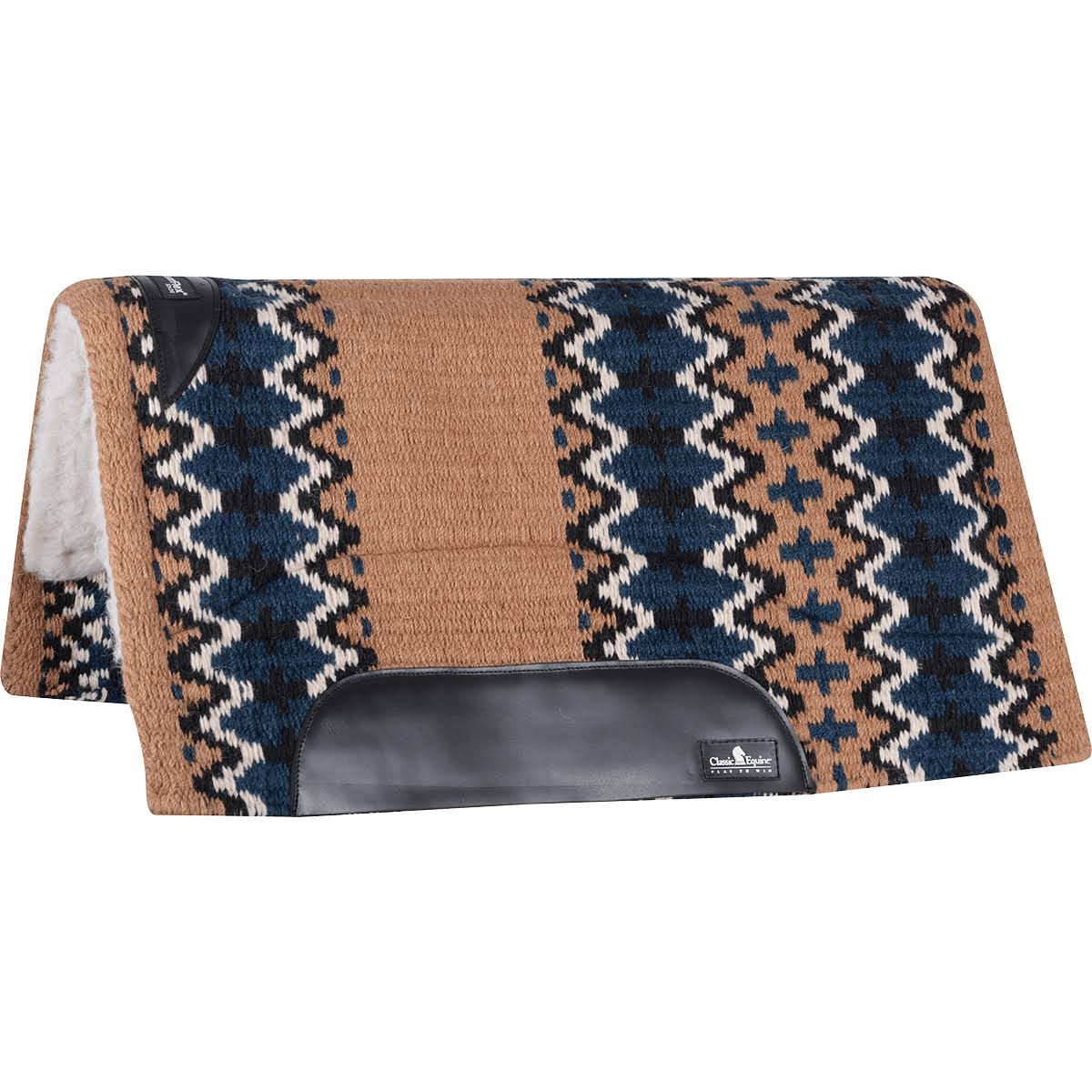 Navy Ivory Wool Top Saddle Pad 32x34 I588