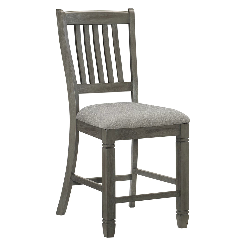 Antique Gray Counter Height Wooden Chairs 2Pc Set N927