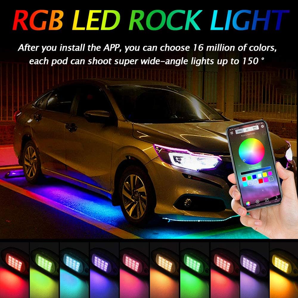 10 Pods RGB LED Rock Lights with Remote Control V406144