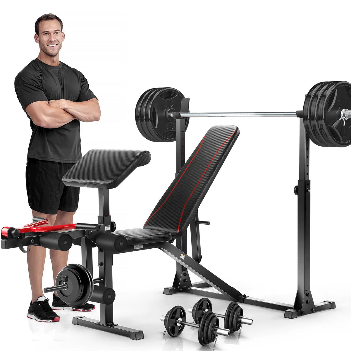 Adjustable Weight Bench Set with Squat Rack G56435