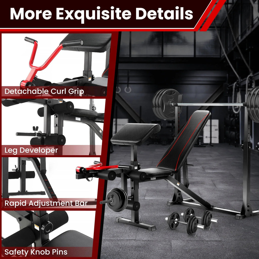 Adjustable Weight Bench Set with Squat Rack G56435