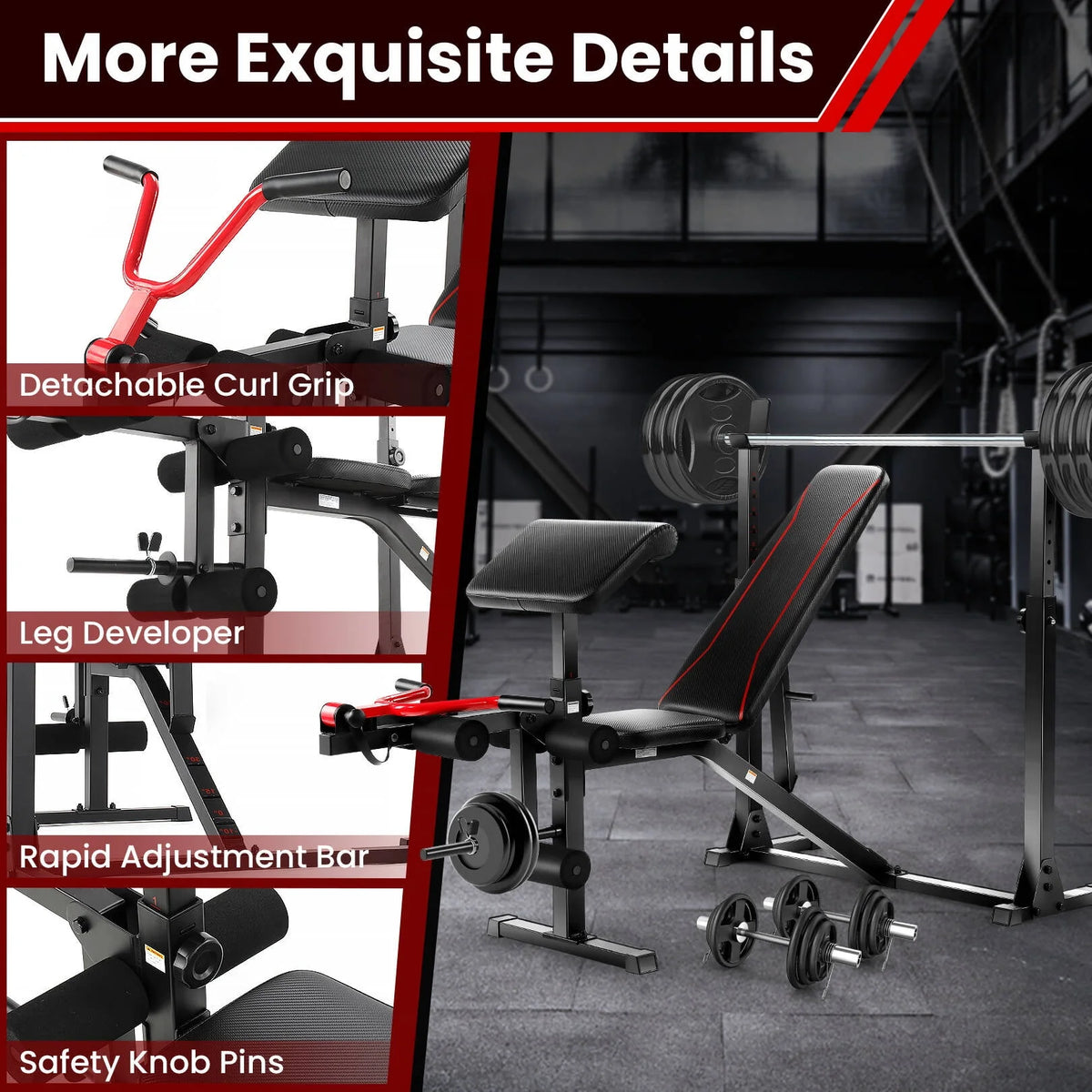 Adjustable Weight Bench Set with Squat Rack G56435