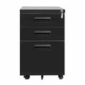 Black 3-Drawer Mobile Metal File Cabinet Y857