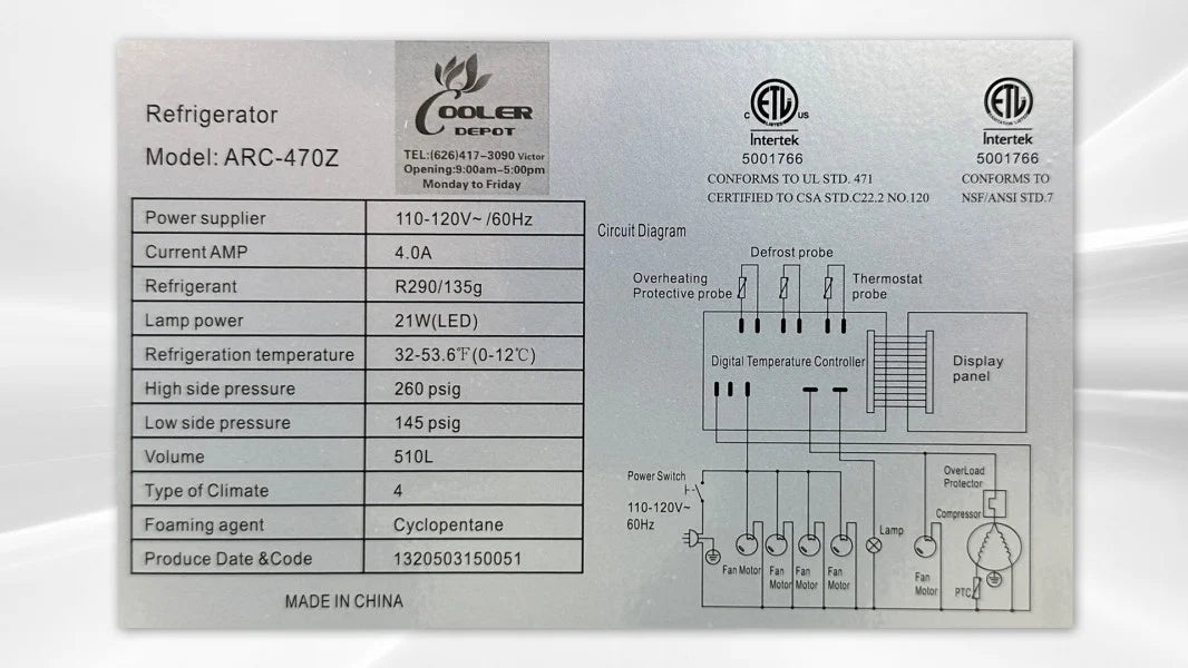 60 ins Bakery Refrigerator Case V733237