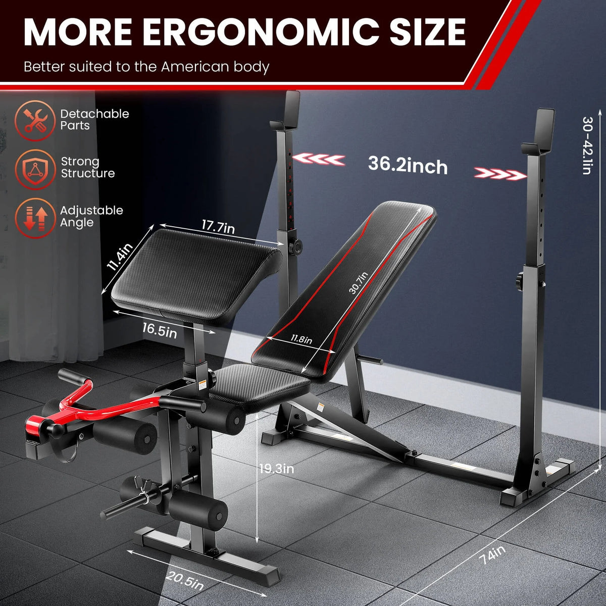 Adjustable Weight Bench Set with Squat Rack G56435