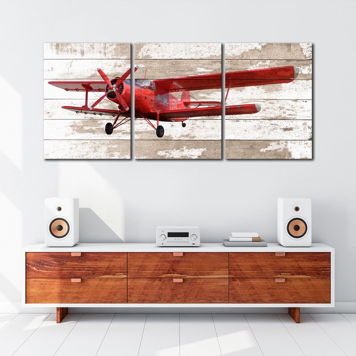 3 Piece Retro Airplane Canvas Prints Wall Art Stretched and Framed 16x20 W9543