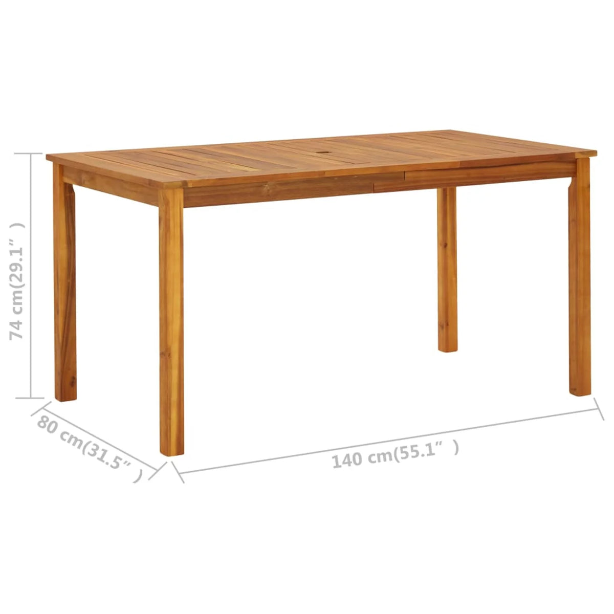 Wooden Outdoor Dining Table with Umbrella Hole N850130
