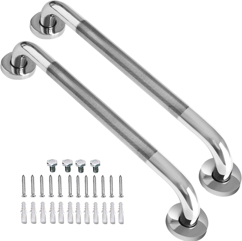 2 Pack 24 Inch Anti-Slip Stainless Steel Matte Black Shower Grab Bars S7632