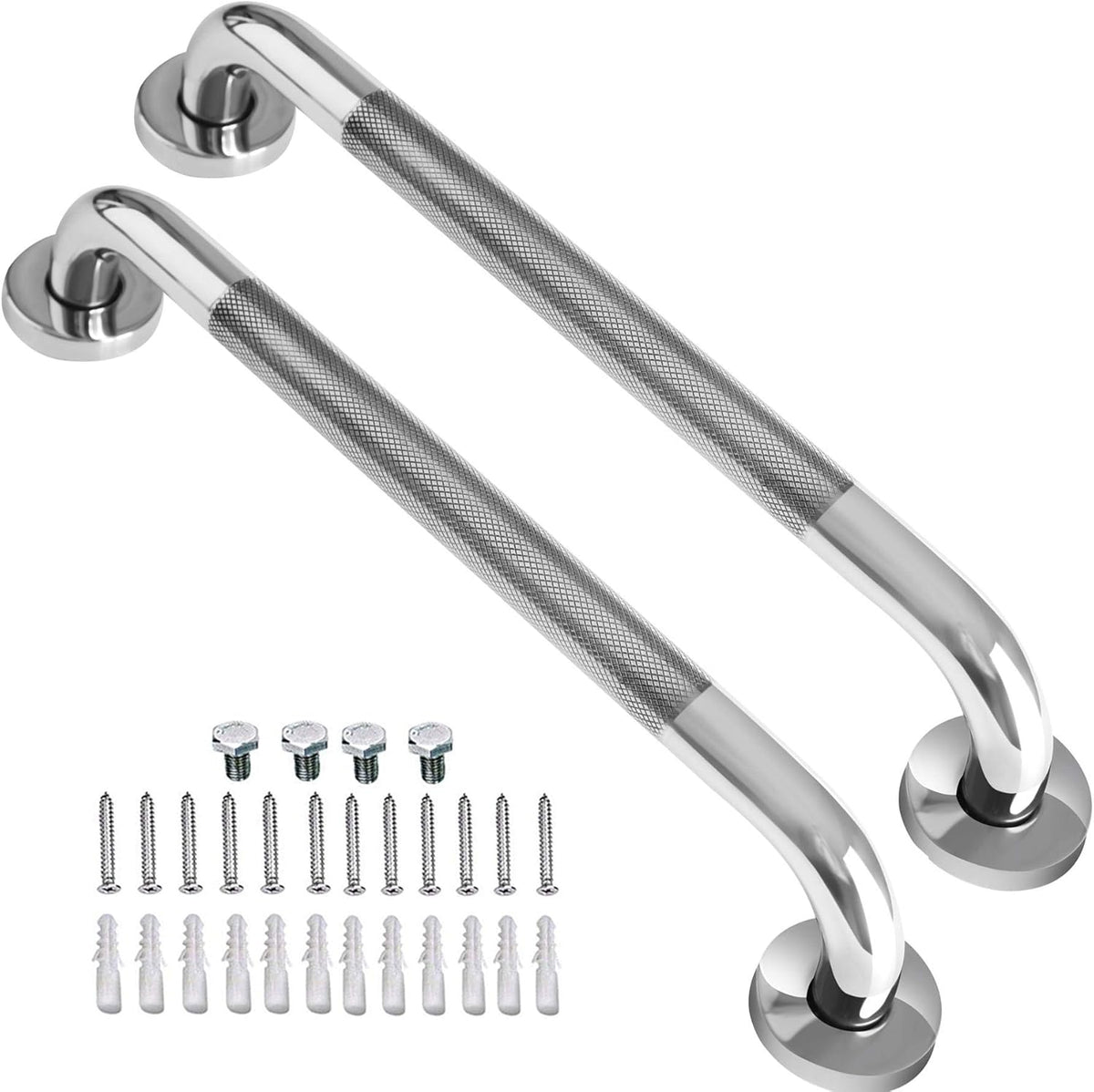 2 Pack 24 Inch Anti-Slip Stainless Steel Matte Black Shower Grab Bars S7632