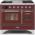40 Dual Fuel Propane Gas Range in Burgundy with Chrome Trim Y1534