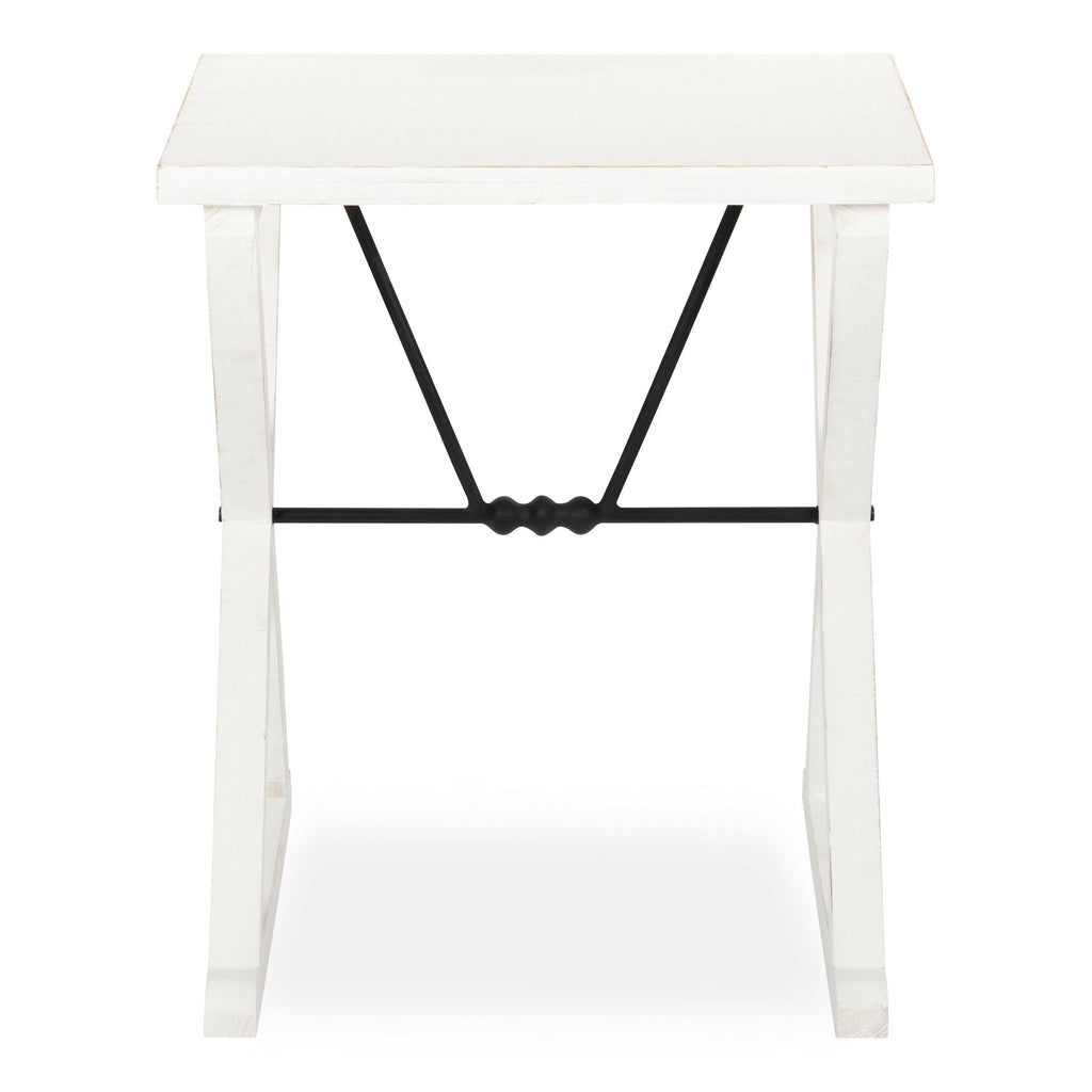 White Wood and Metal Side Table L3163