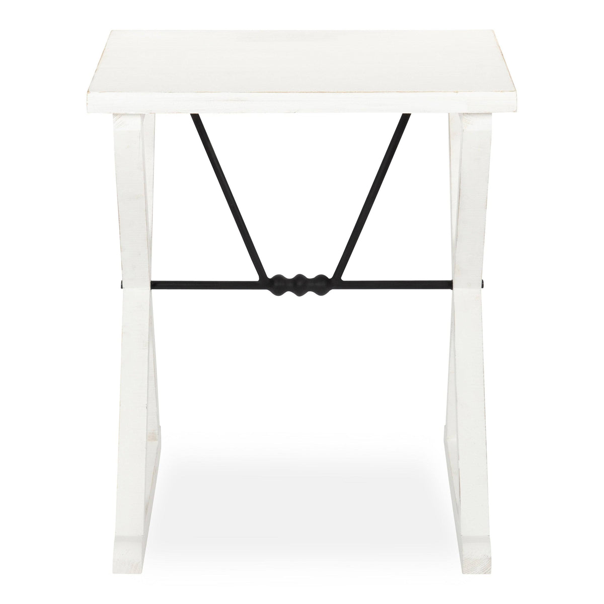White Wood and Metal Side Table L3163