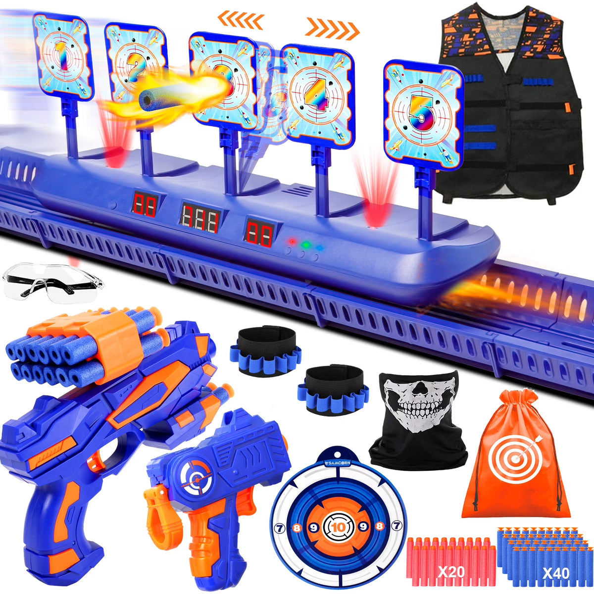 Electronic Auto-Reset Shooting Target Kit with Foam Darts L2706