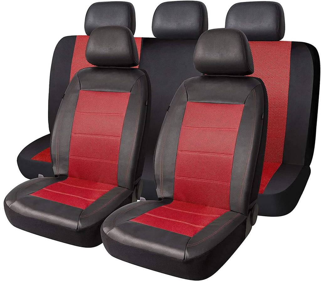 Beige Mesh and Leather Car Seat Cover Pack of 2 R990561