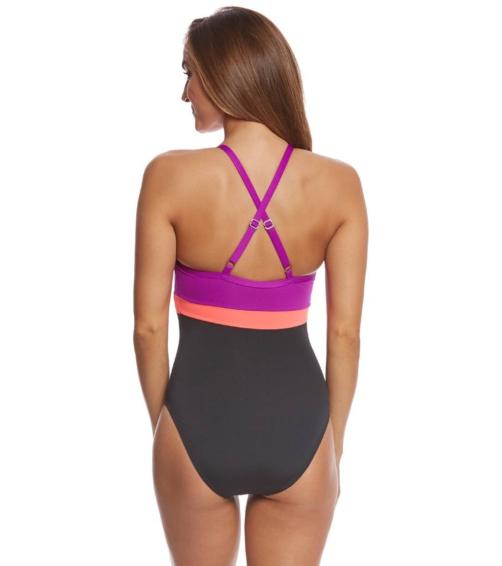 Black Purple Coral One Piece J376323