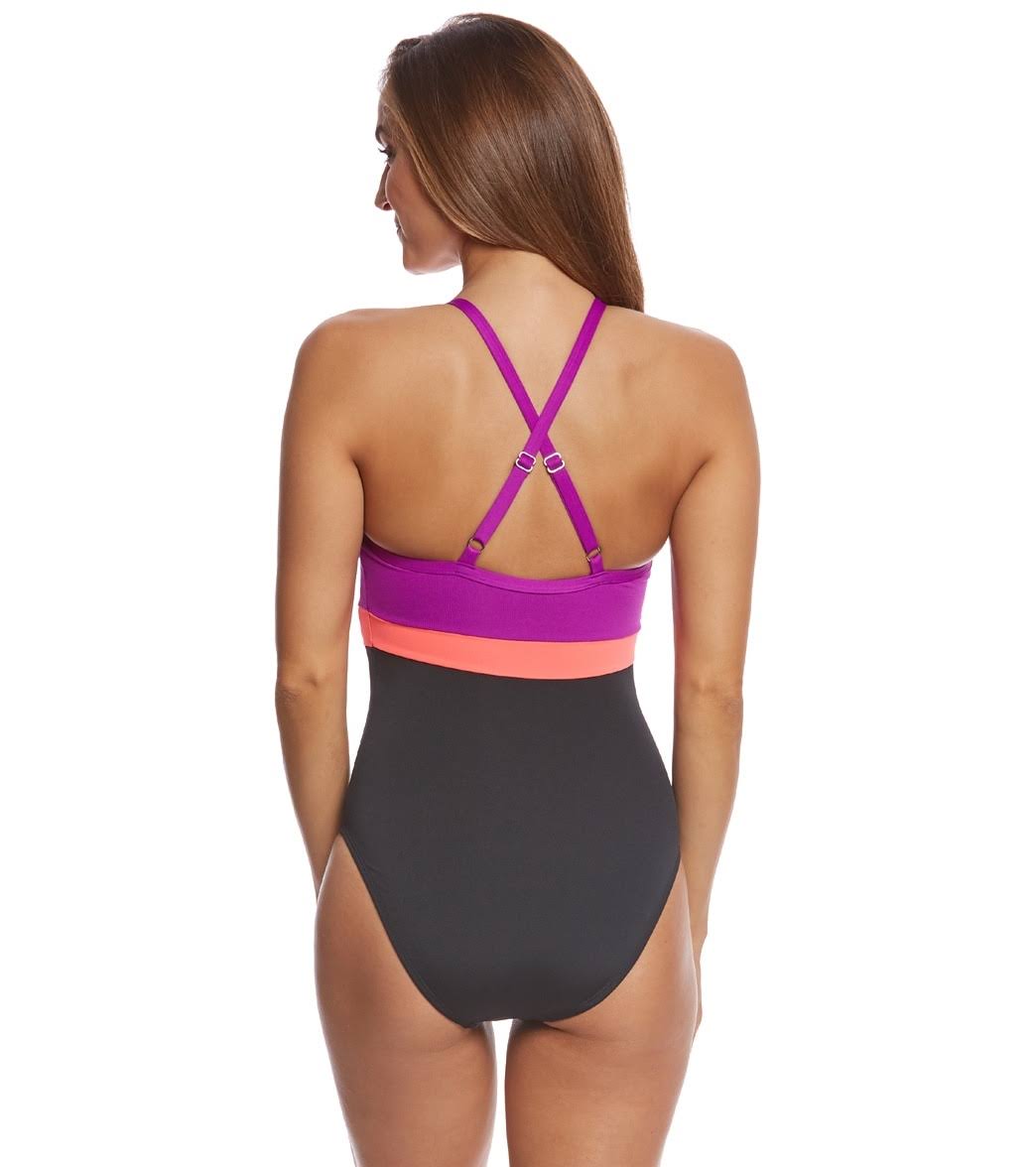Black Purple Coral One Piece J376323