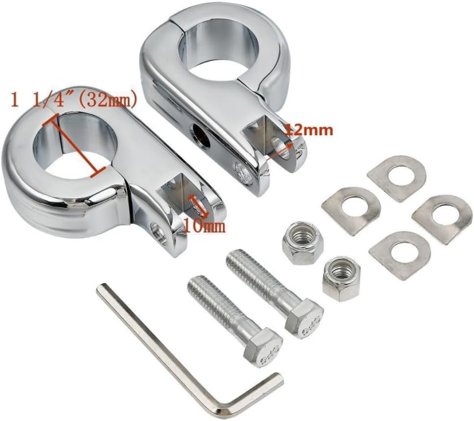 1-1/4" 32mm Chrome Aluminum Motorcycle Engine Guard Foot Pegs Mount V97165