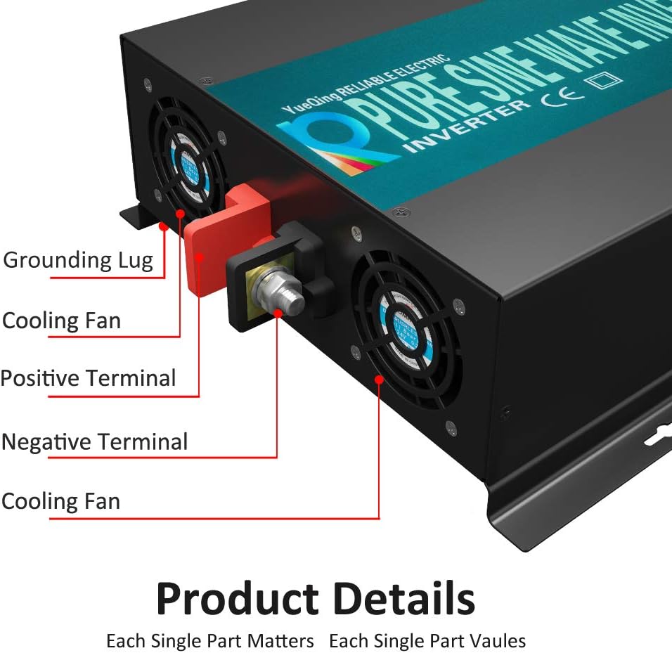 3000W 48V 120V Pure Sine Wave Power Inverter with 2 AC Outlets M9955