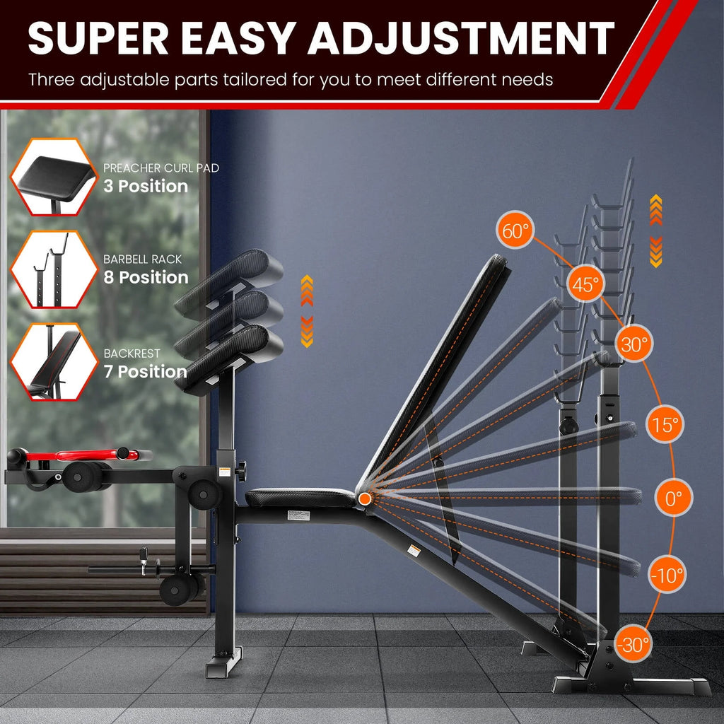 Adjustable Weight Bench Set with Squat Rack G56435