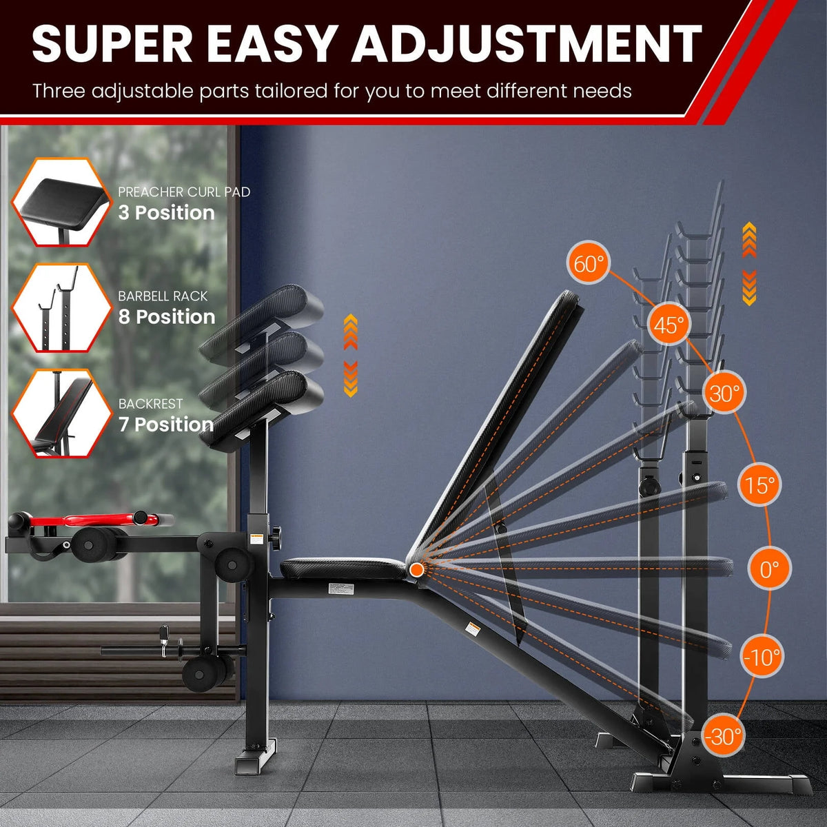 Adjustable Weight Bench Set with Squat Rack G56435