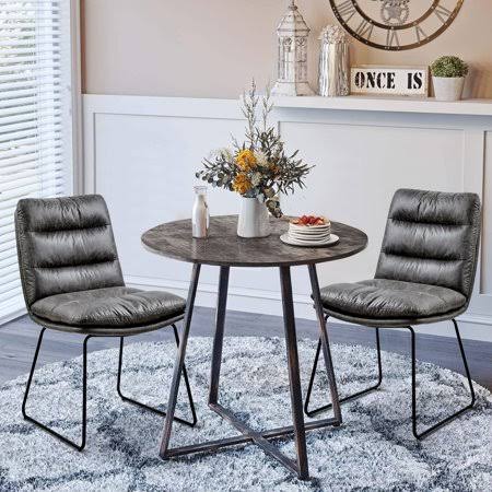 Faux Leather Side Chair Set of 2, Brown J27811