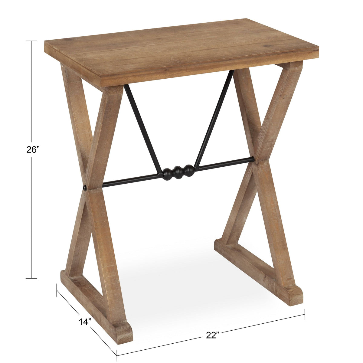 White Wood and Metal Side Table L3163