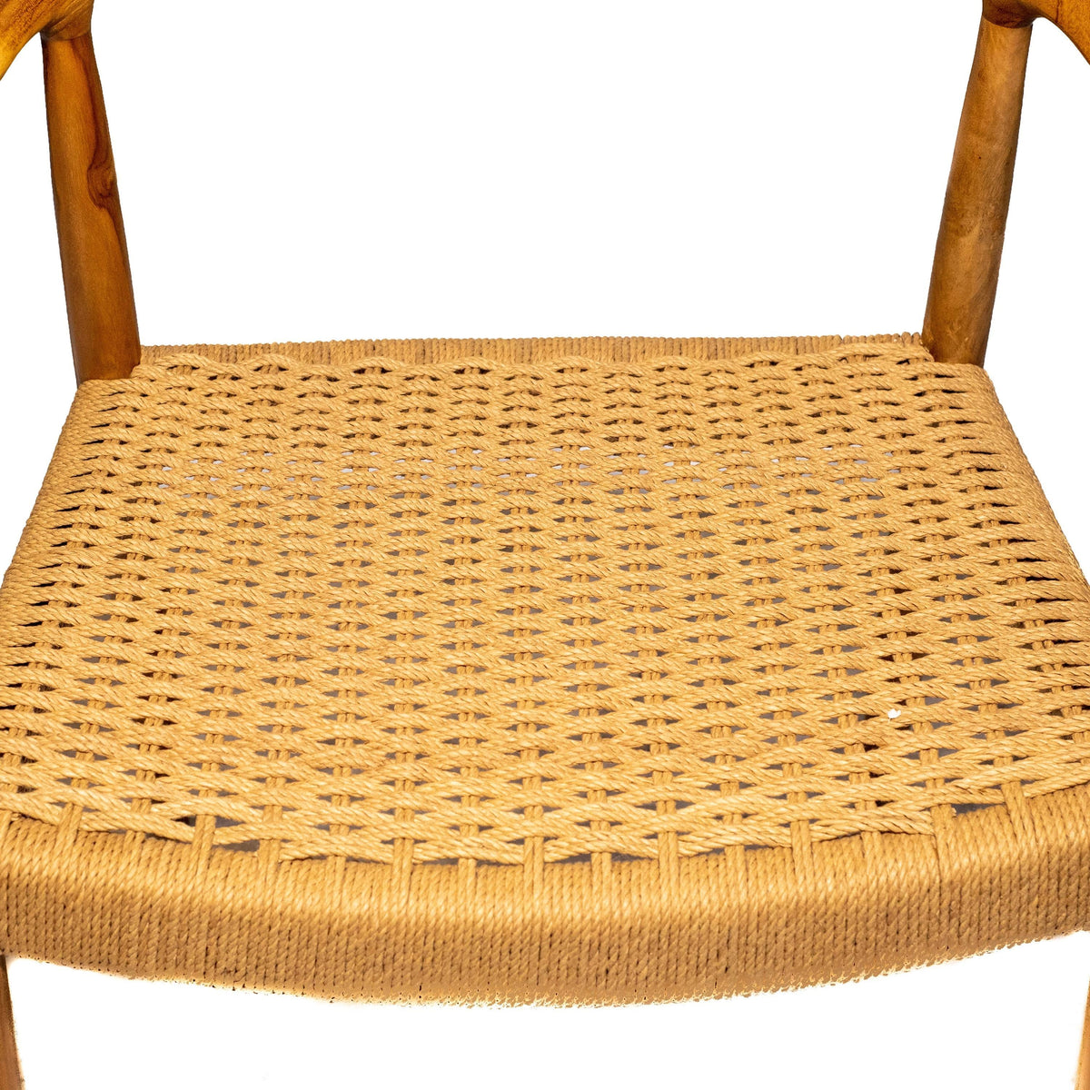 Natural Teak Wood Arm Chair with Rattan Seat J7546