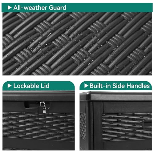 XXL 230 Gallon Double-Wall Resin Rattan Outdoor Storage Box (Gray) V247245