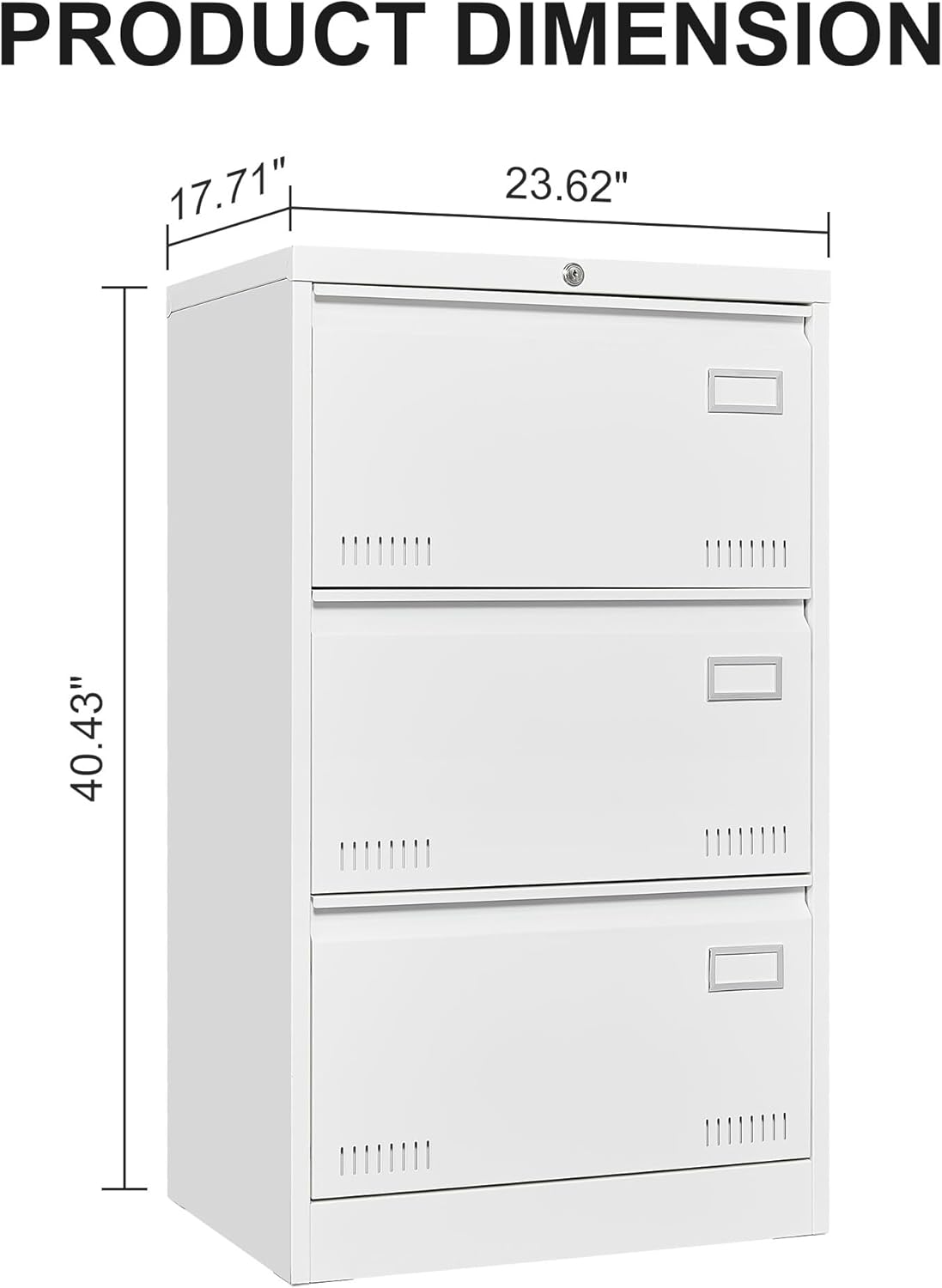 White 3-Drawer Metal Lateral File Cabinet S60286