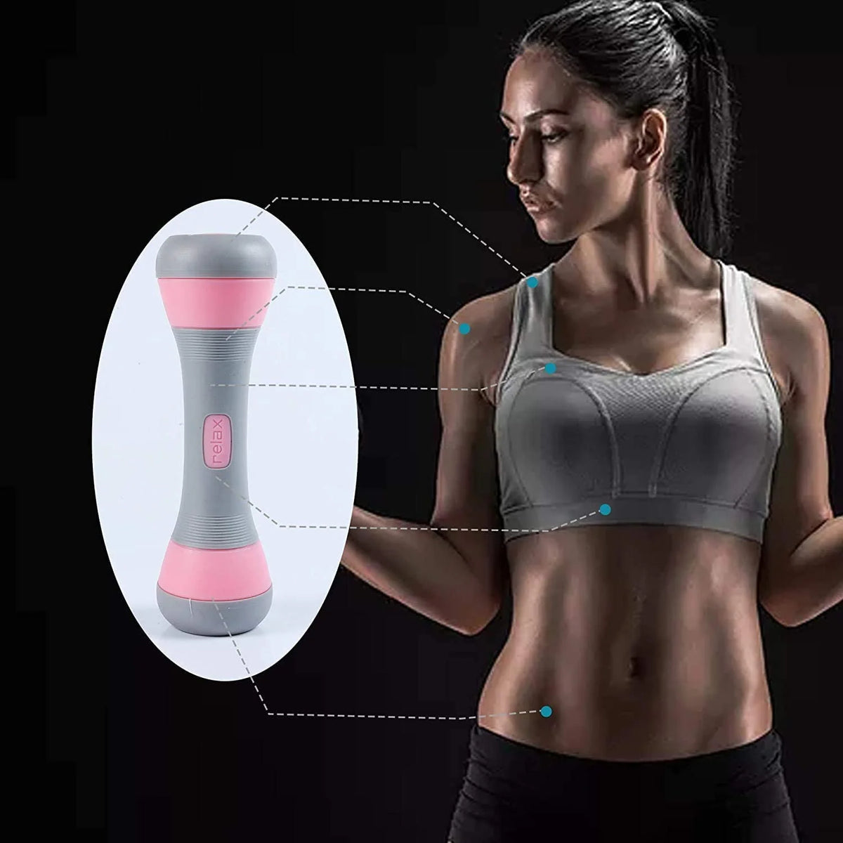 Adjustable Dumbbell Weight Pair 5-in-1 Non-Slip Neoprene 4.5 Lbs. Pink V6934