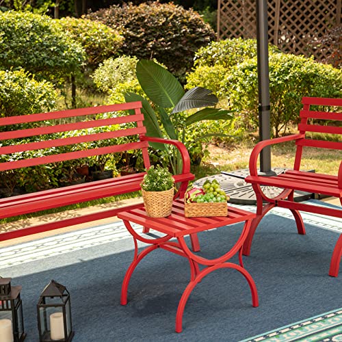 50" Black Cast Iron Outdoor Bench with Floral Backrest R685