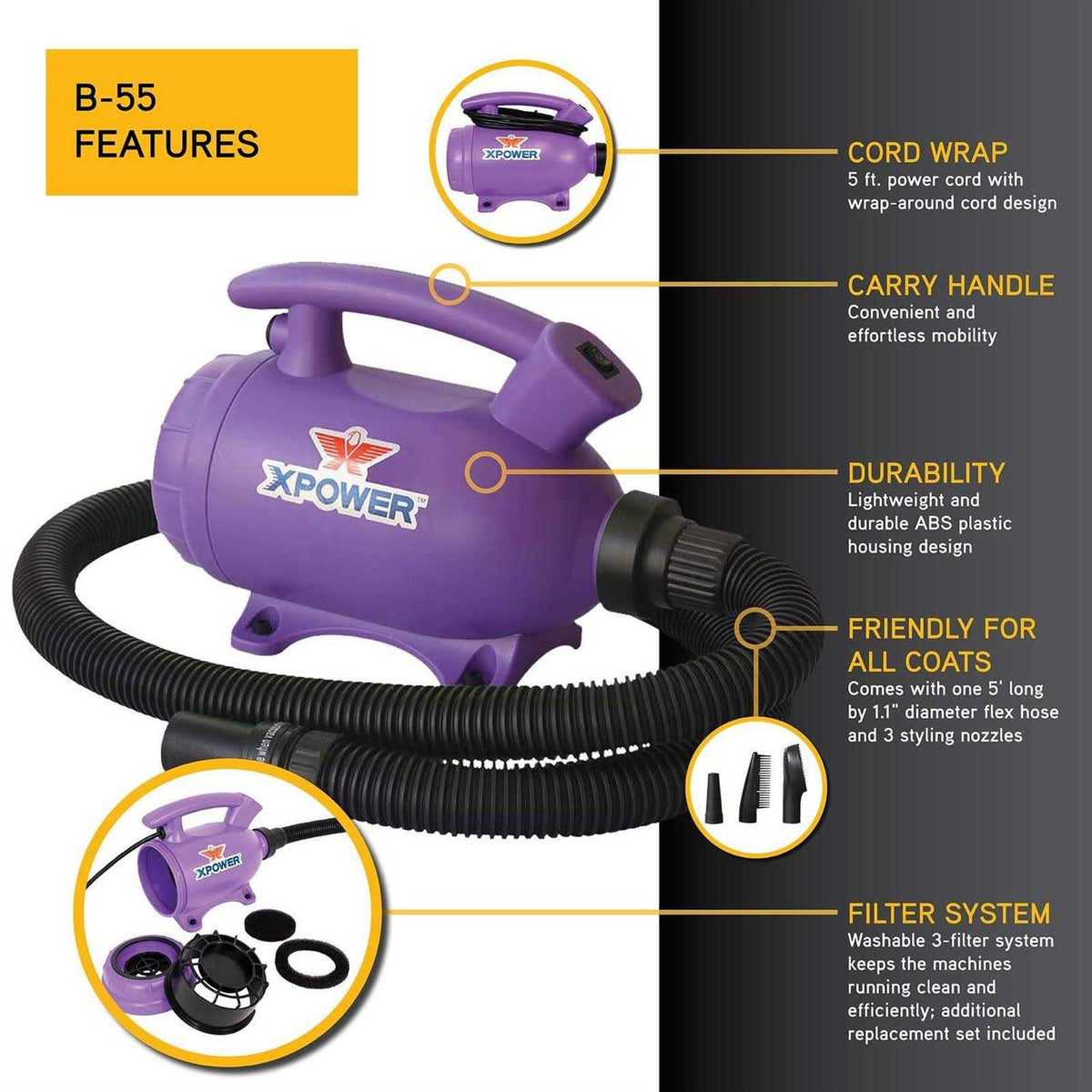 Pet Grooming Force Dryer Vacuum O454