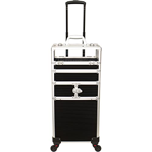 4 in 1 Aluminum Rolling Makeup Case with 360° Swivel Wheels G57610