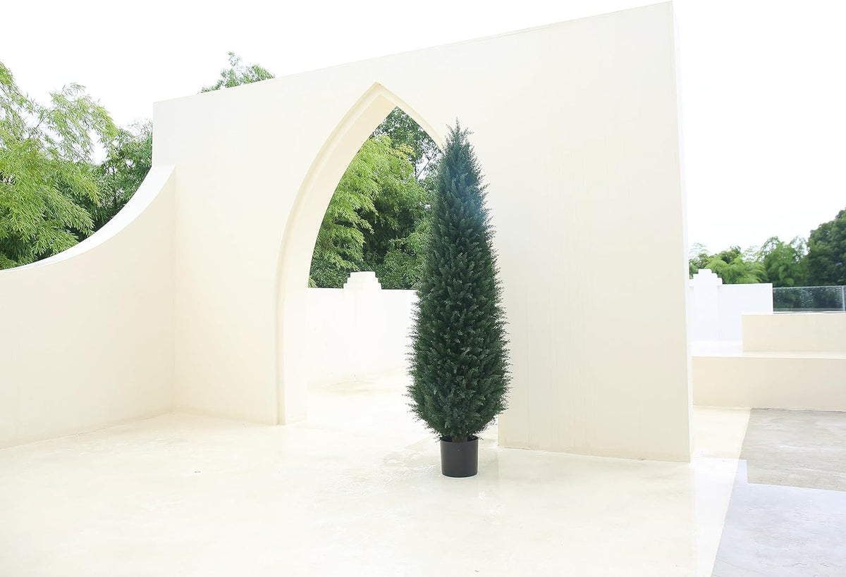 Artificial Cedar Topiary Tree Potted Plants UV Resistant Leaves Outdoor Artificial Shrub A249
