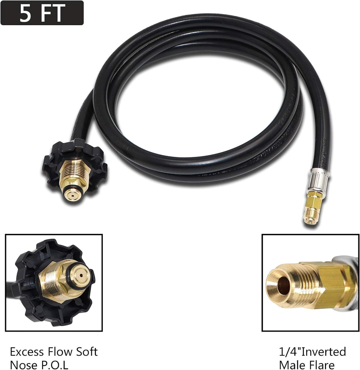 Propane Brass Tee Adapter Kit 4-Port with 5ft and 12ft Hoses U653