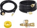 Propane Brass Tee Adapter Kit 4-Port with 5ft and 12ft Hoses U653