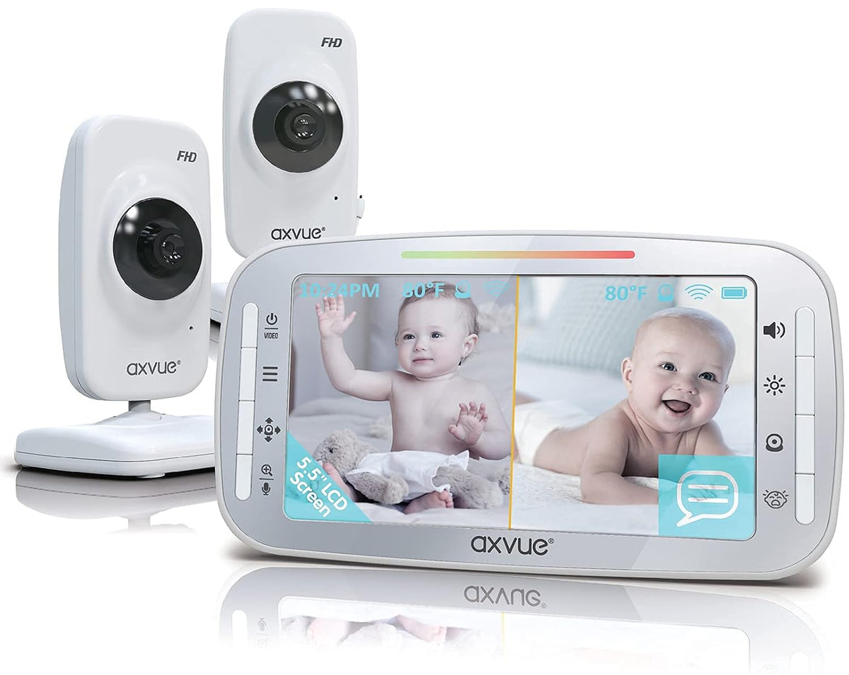 Video Baby Monitor, 1080P 5.5 HD Display, 2 HD Cams D824