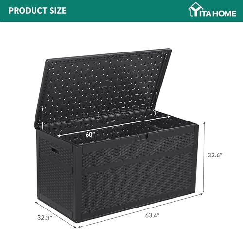 XXL 230 Gallon Double-Wall Resin Rattan Outdoor Storage Box (Gray) V247245