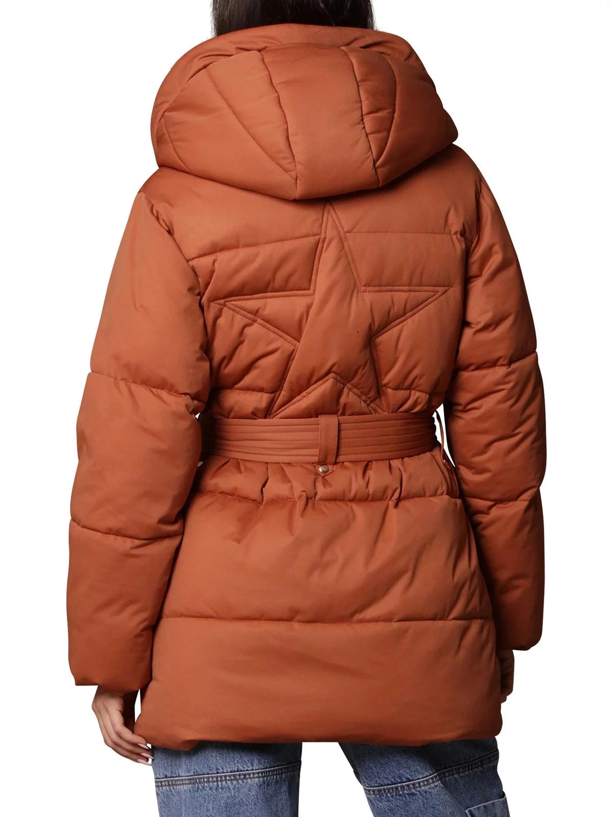 Women's Hooded Wrap Puffer Coat with Belt F860