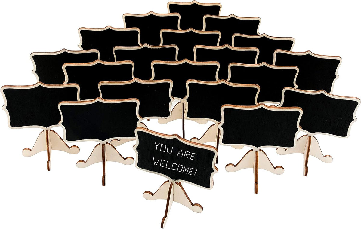 20 Pcs Wood Mini Chalkboard Signs with Easels D582913