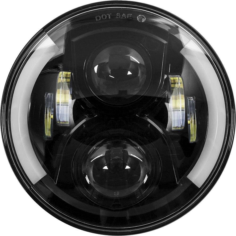 7" Round 6-LED Halo Motorcycle Headlight Black W958