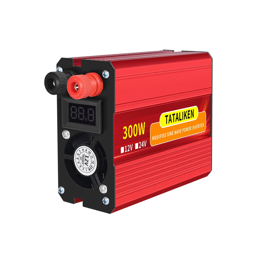 300 Watts Power Inverter 12V DC to 110V AC Car Plug Adapter Converter with LCD Display Dual USB Ports 2 AC Outlets O95890
