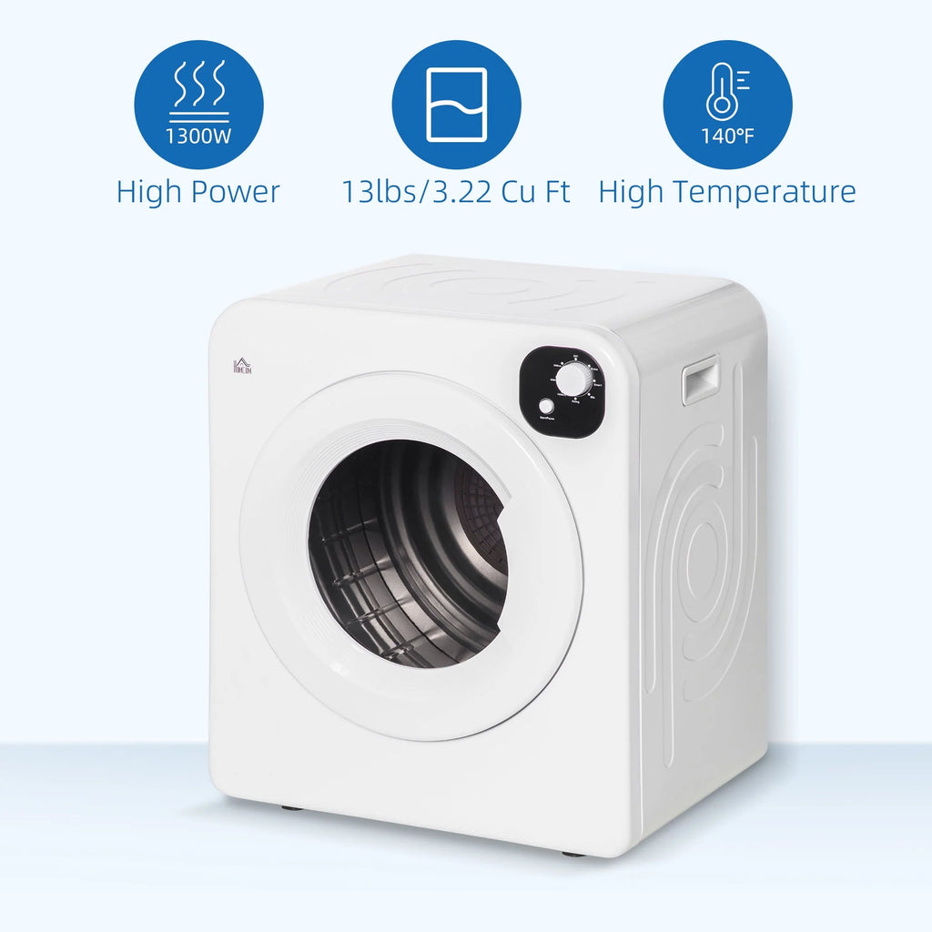 1300W 3.22 Cu. Ft. Electric Portable Laundry Dryer, White D118