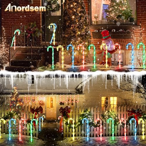 24 Pack Candy Cane Pathway Stake Lights D243