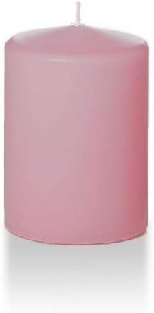 3 x 4 Light Rose Round Pillar Candles - 6 Candles - 40 Hours J7938