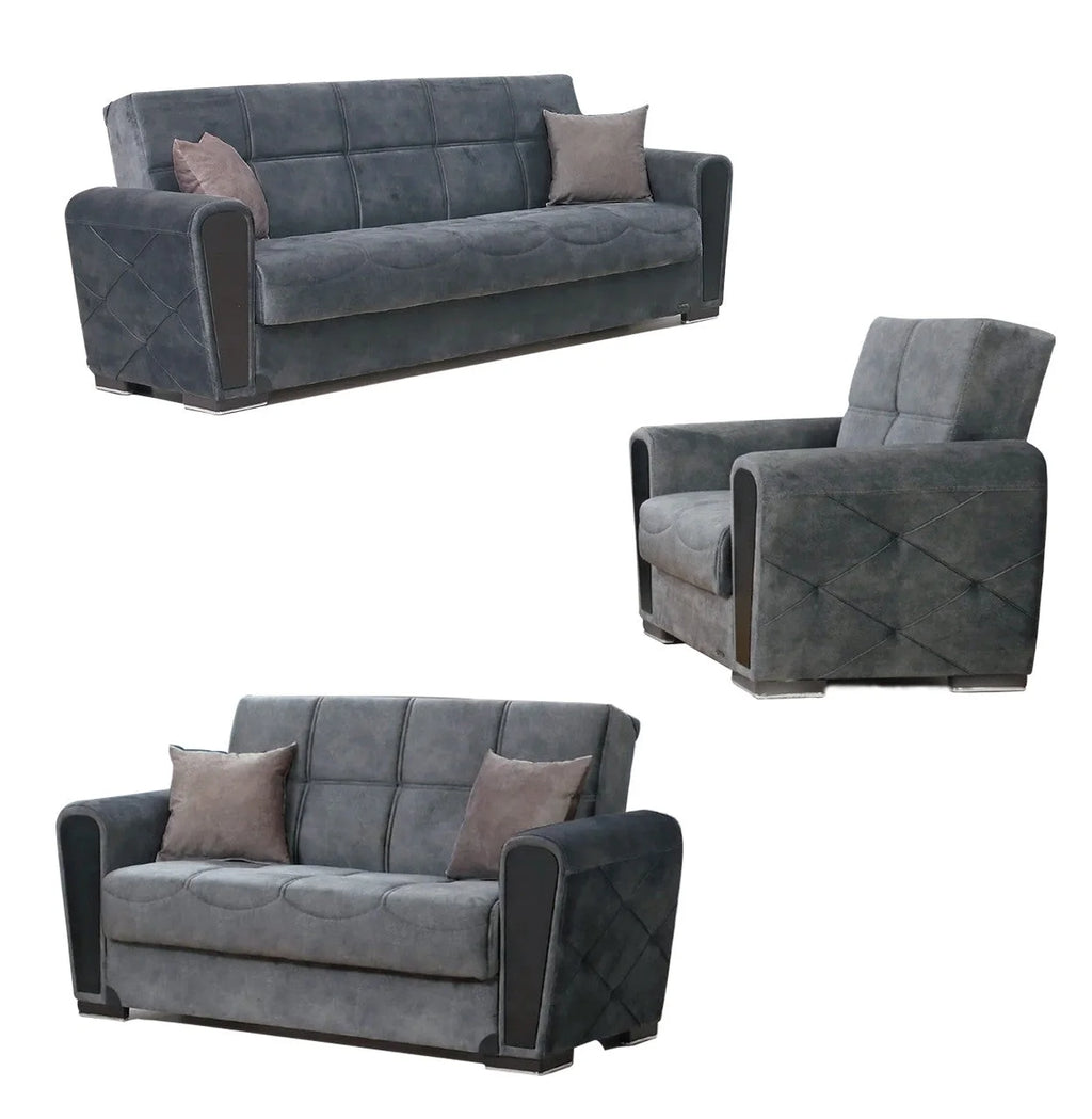 Gray Fabric Loveseat O4026